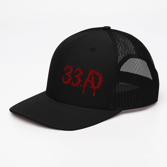 Black Trucker Hat – THORN 33 AD Logo - R. J. Cole