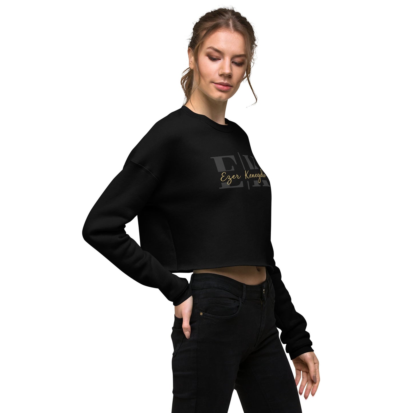 Ezer Kenegdo Crop Sweatshirt – Black | Strength Beside, Not Behind - R. J. Cole