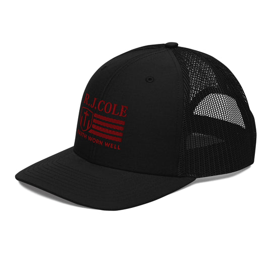 R.J. Cole Patriot Snapback Hat – Bold Faith & American Grit - Red Logo - R. J. Cole