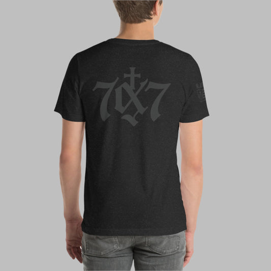 Black gothic 70x7 forgiveness design on Christian t-shirt

