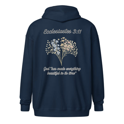 Ecclesiastes 3:11 Women’s Zip Hoodie | God’s Timing, Beautiful Design - R. J. Cole Apparel