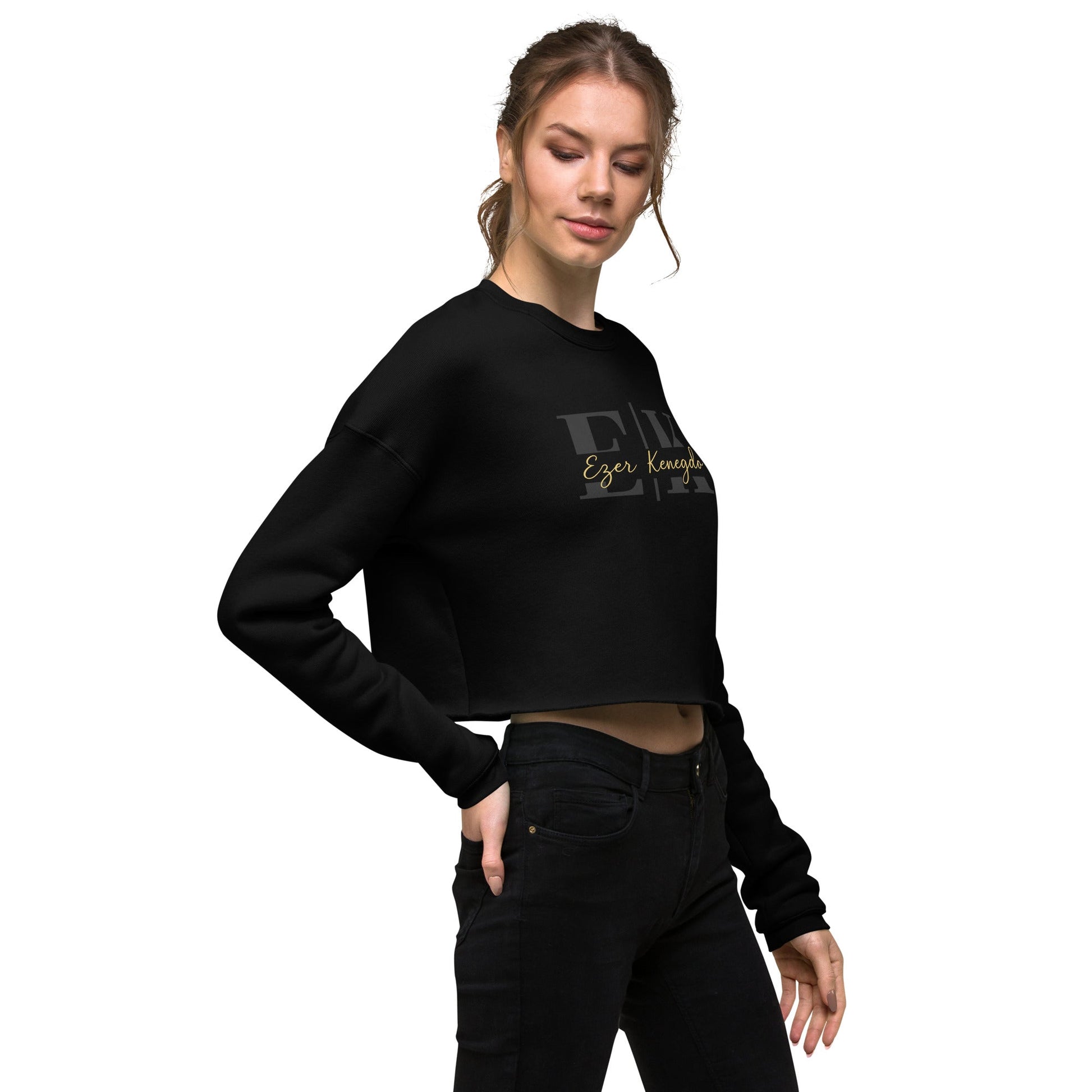 Ezer Kenegdo Crop Sweatshirt – Black | Strength Beside, Not Behind - R. J. Cole