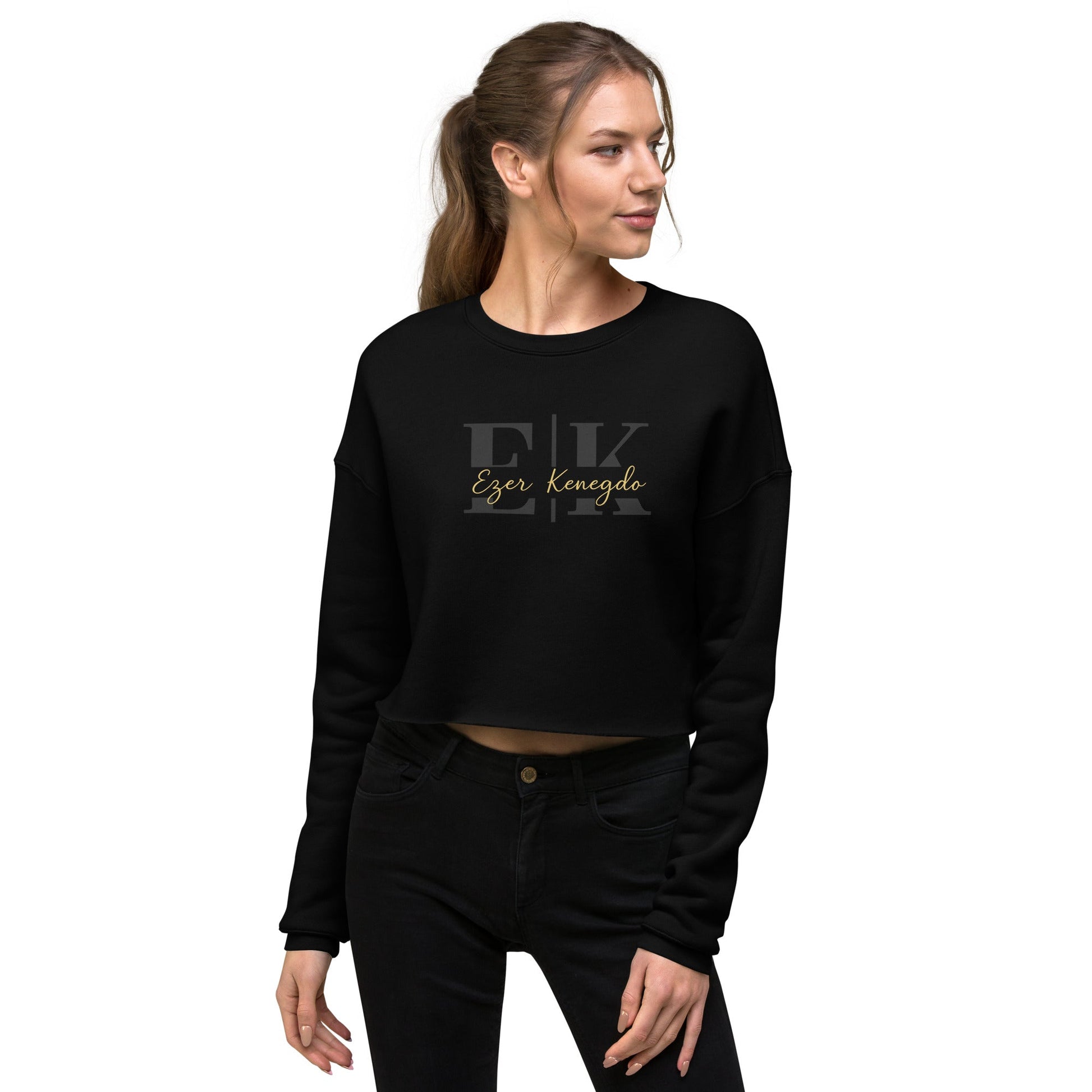 Ezer Kenegdo Crop Sweatshirt – Black | Strength Beside, Not Behind - R. J. Cole