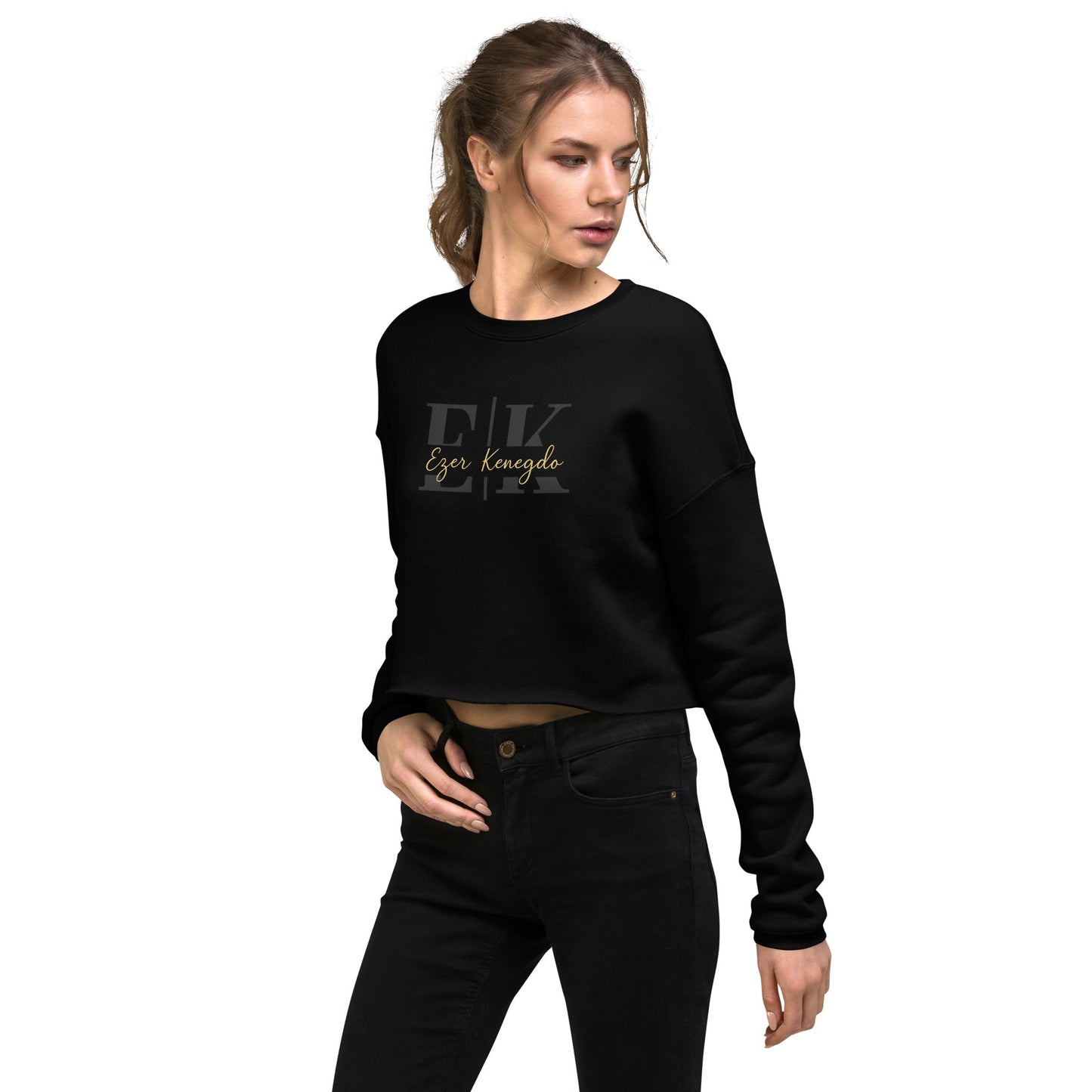 Ezer Kenegdo Crop Sweatshirt – Black | Strength Beside, Not Behind - R. J. Cole