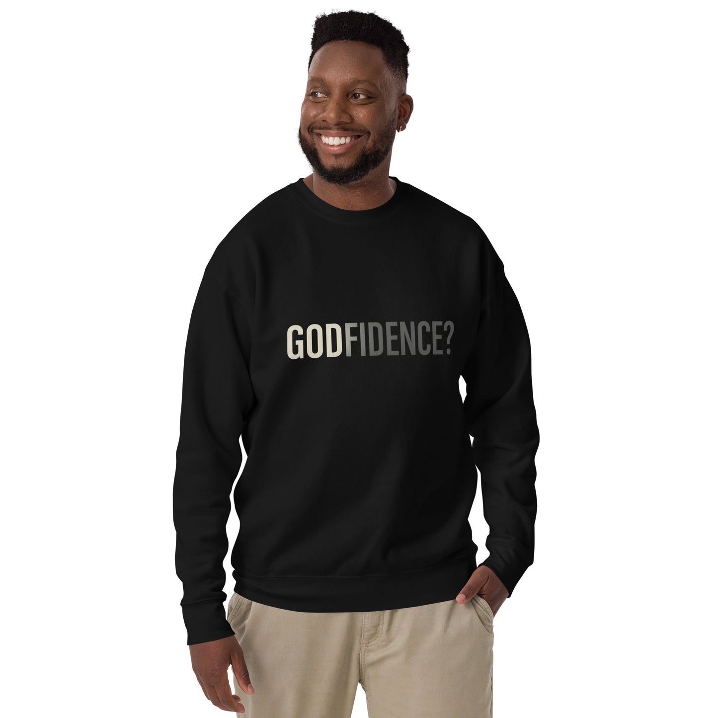 Godfidence Crewneck Sweatshirt – Black Faith - Based Pullover - R. J. Cole Apparel