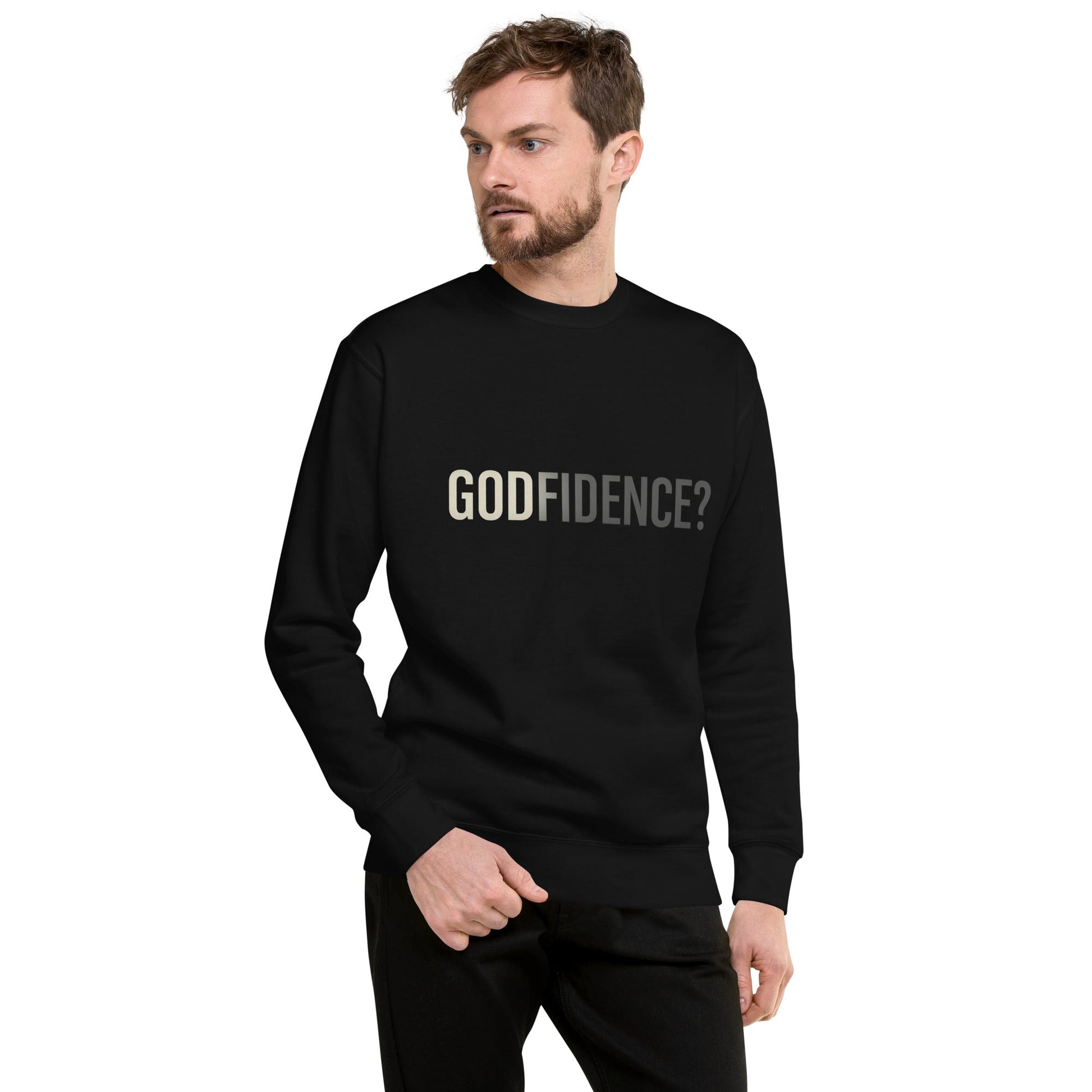 Godfidence Crewneck Sweatshirt – Black Faith - Based Pullover - R. J. Cole Apparel