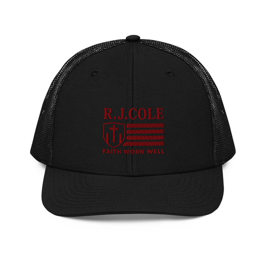 R.J. Cole Patriot Snapback Hat – Bold Faith & American Grit - Red Logo - R. J. Cole