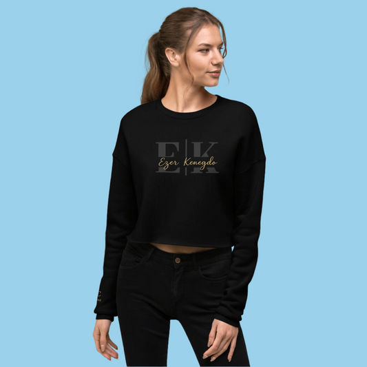 Ezer Kenegdo Crop Sweatshirt – Black | Strength Beside, Not Behind - R. J. Cole