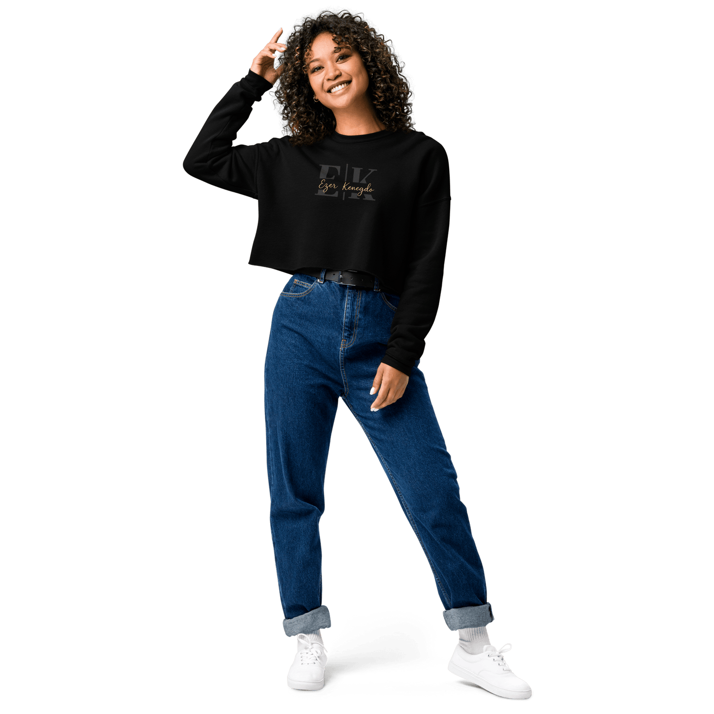 Ezer Kenegdo Crop Sweatshirt – Black | Strength Beside, Not Behind - R. J. Cole