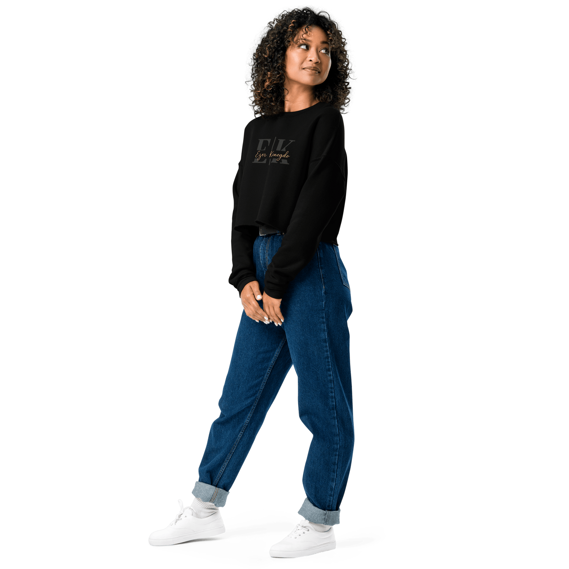 Ezer Kenegdo Crop Sweatshirt – Black | Strength Beside, Not Behind - R. J. Cole