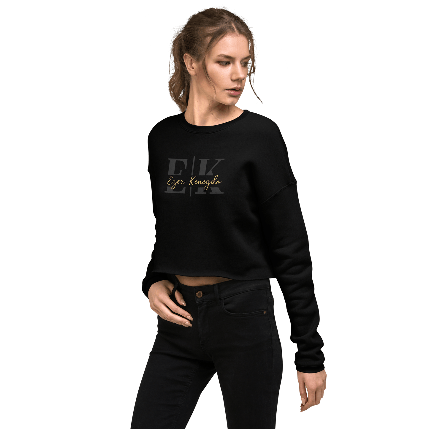 Ezer Kenegdo Crop Sweatshirt – Black | Strength Beside, Not Behind - R. J. Cole