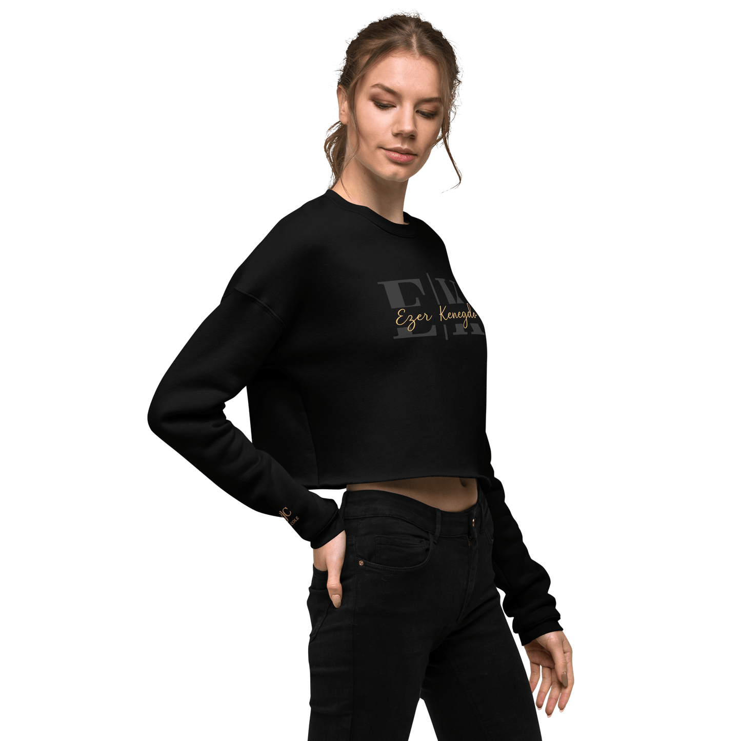 Ezer Kenegdo Crop Sweatshirt – Black | Strength Beside, Not Behind - R. J. Cole